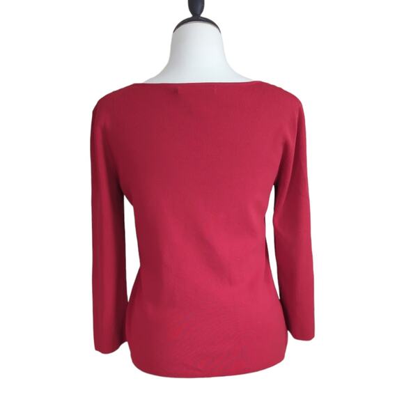 Cable & Gauge Red Sweater with Criss Cross Key Hole Detail Size M - Picture 3 of 3